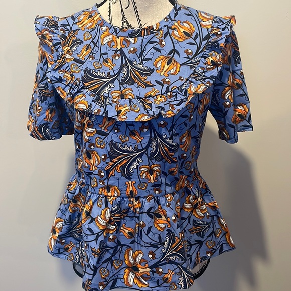 NWT ZARA FLORAL PEPLUM TOP - Picture 1 of 6